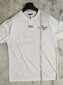 Zara White Graphic T-Shirt