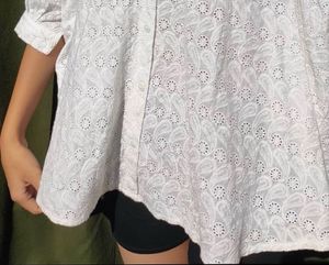 White Eyelet Oversized Blouse