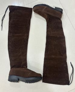 Brown Suede Over-the-Knee Boots