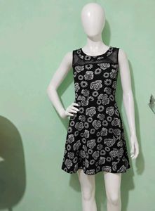 Black Floral Sleeveless Fit &amp; Flare one piece