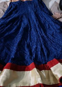Elegant Blue Lace Ethnic Gown