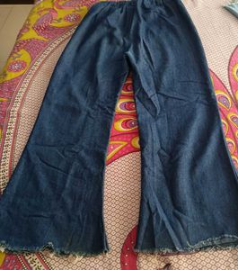 Women's Navy Blue Flare Elastic Plazo