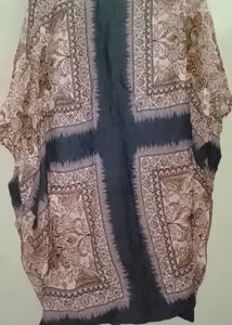 Boho Print Tassel Neck Tunic Top