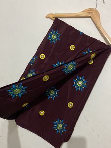 Embroidered Coffee  Saree
