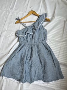 One Shoulder Cotton Mini Dress