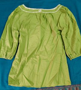 New Green Colour Cotton Short Kurti