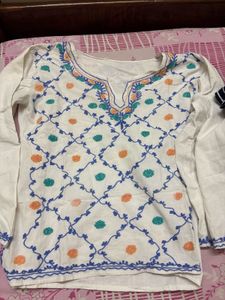 Embroidered White Kurta