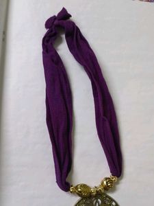 Boho Fabric Necklace with Pendant