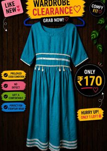 Teal Ethnic Kurta with White Lace