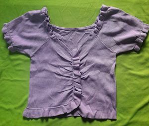 Lavender Puff Sleeve Crop Top