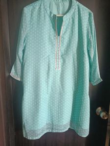 Light Blue Kurti with bhandani Print