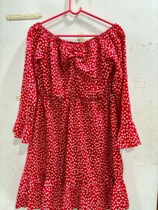 Red &amp; White Off-Shoulder Dress
