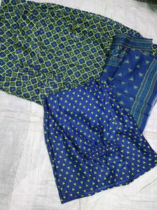 Green &amp; Blue Ethnic Kurta Set with Dupatta