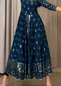 Stunning Blue Embellished Anarkali Suit