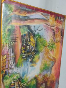 Framed Waterfall Landscape Painting