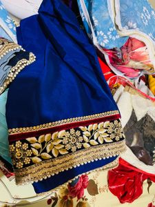 Elegant Blue &amp; Grey Saree&amp;lehenga 2 in one