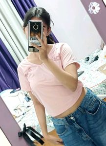 Cute Pink fitted top M size