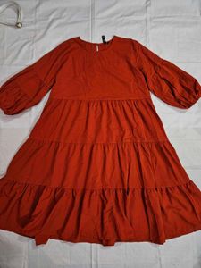 Trendy Tiered Rust Orange Dress