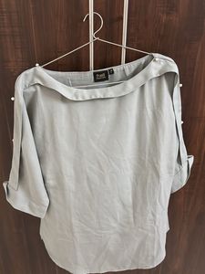 Elegant Pearl Embellished Boat Neck Top