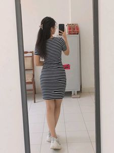 Striped Navy &amp; White T-Shirt Dress
