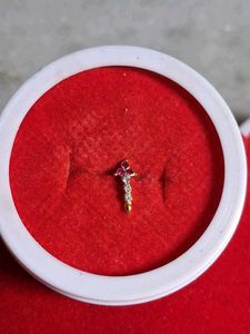 Stunning Red & White Stone Nose Ring gold