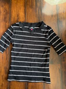Black and White striped fitted top
