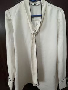 Elegant White Tie-Neck Top