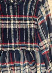 ONLY Smocked Plaid Peplum Top