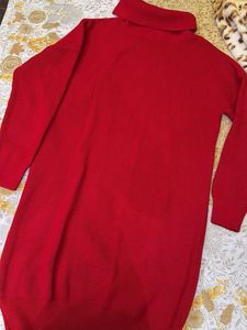 Red Turtleneck knitted jumper dress