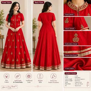 Elegant Red Embroidered Gown