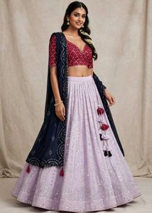 Elegant Lavender Sequined Lehenga Choli