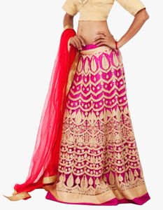 Vibrant Pink & Gold Embroidered Skirt