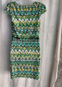 I. Stylish Ruched Geometric Print Dress
