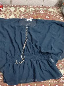 Chic Blue Sheer Top