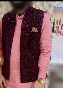Ethnic Embroidered Velvet Nehru Jacket