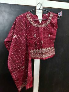Maroon Embroidered Rajasthani Lehenga Set