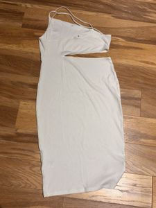 White Cut-Out Midi Dress