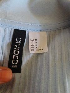 H&amp;M Light Blue Ribbed Polo Dress