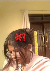 crochet angry and Question Mark Hair Clip