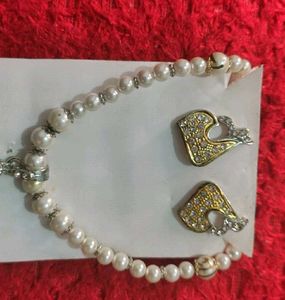 Pearl Necklace and Earring Set