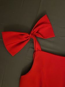 Classic Red Skater Dress with Shoulder Bow Detail