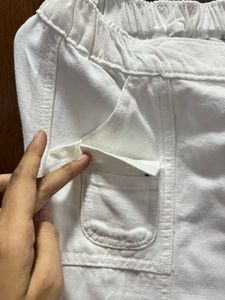 White Wide-Leg Casual Pants
