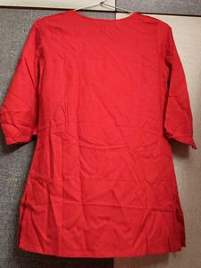 Women's New Red Cotton short Kurti with Tags