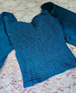 Deep sea blue ruched Top