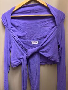 Purple Tie-Front Long Sleeve Top