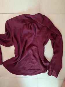 Maroon Ruffled V-Neck Top