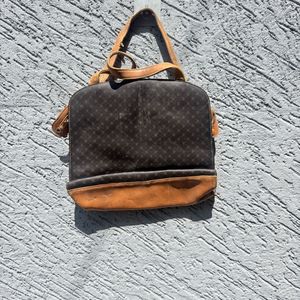 Vintage Logo Print Leather Handbag