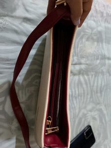 Chic Cream &amp; Burgundy Crossbody Bag