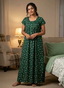 Elegant Green Floral Nightgown