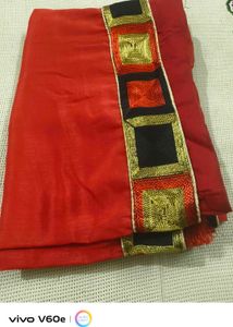 Vibrant Red Embroidered Saree